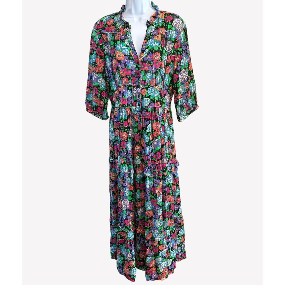 NWOT Ba&sh Paris Floral Boho Maxi Dress Multicolor Tiered Flowy Romantic Chic